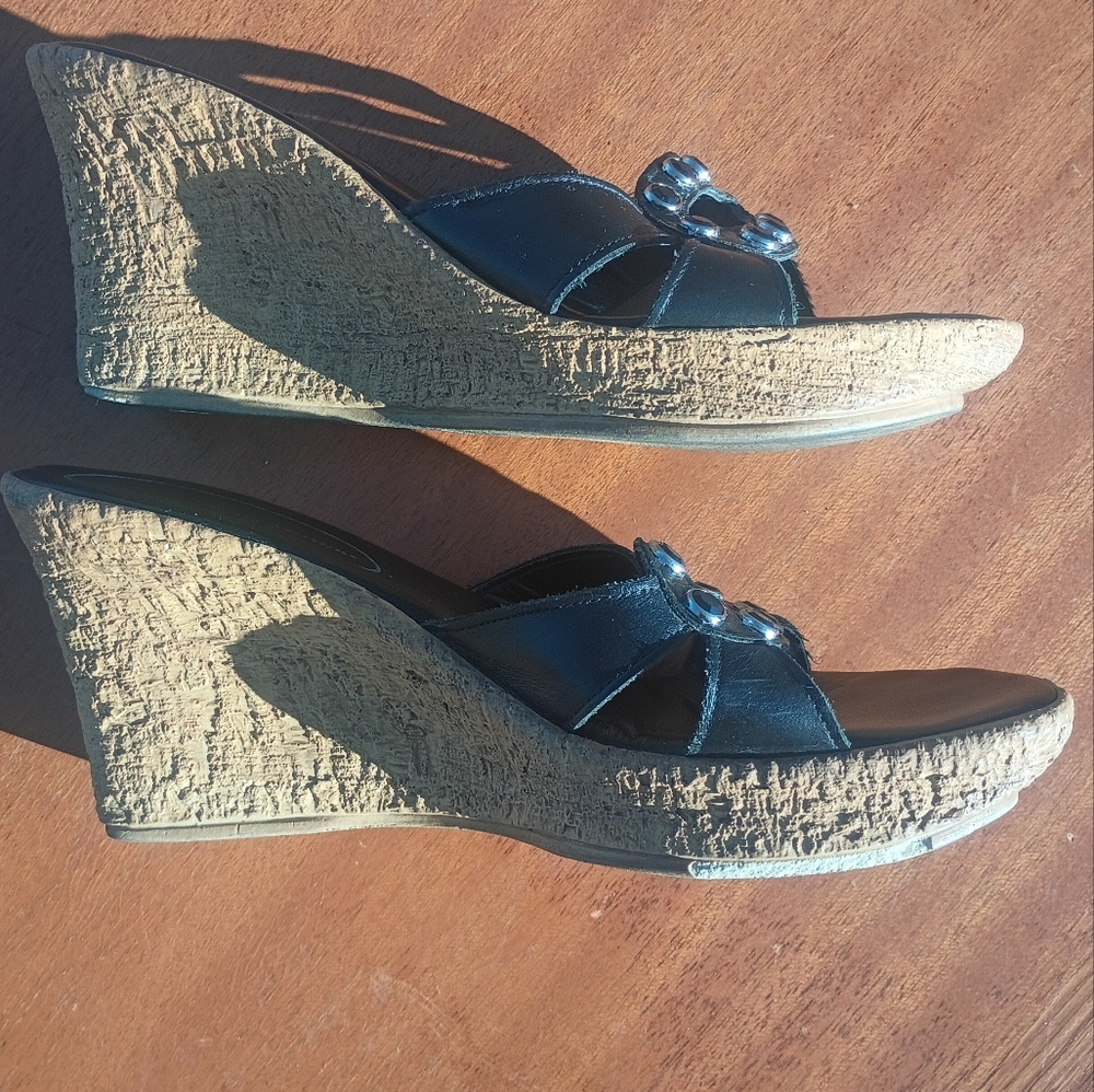 Athena Alexander Sandals Made in Italy Shield Strap Slide Comfort Wedge